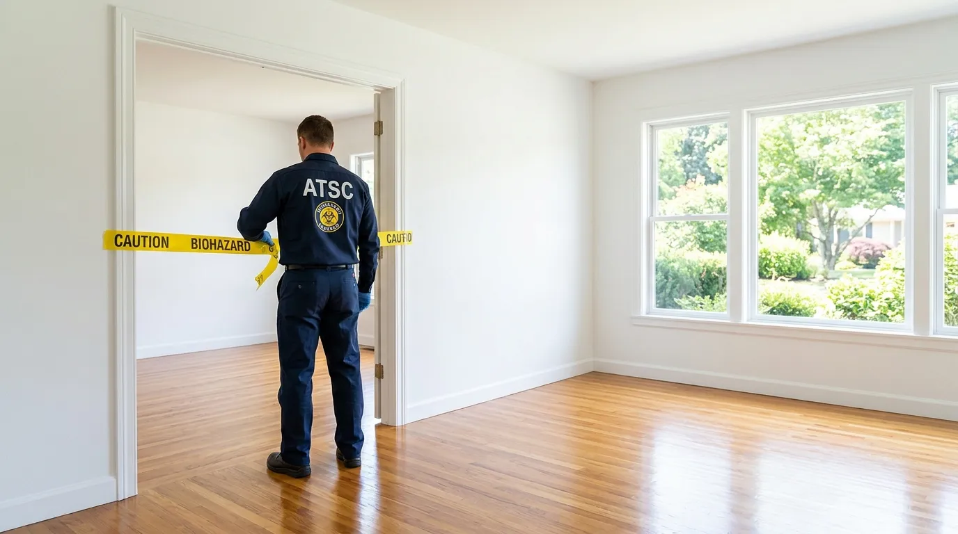 Certified biohazard cleanup crew performing Decomposition Cleanup in Pembroke